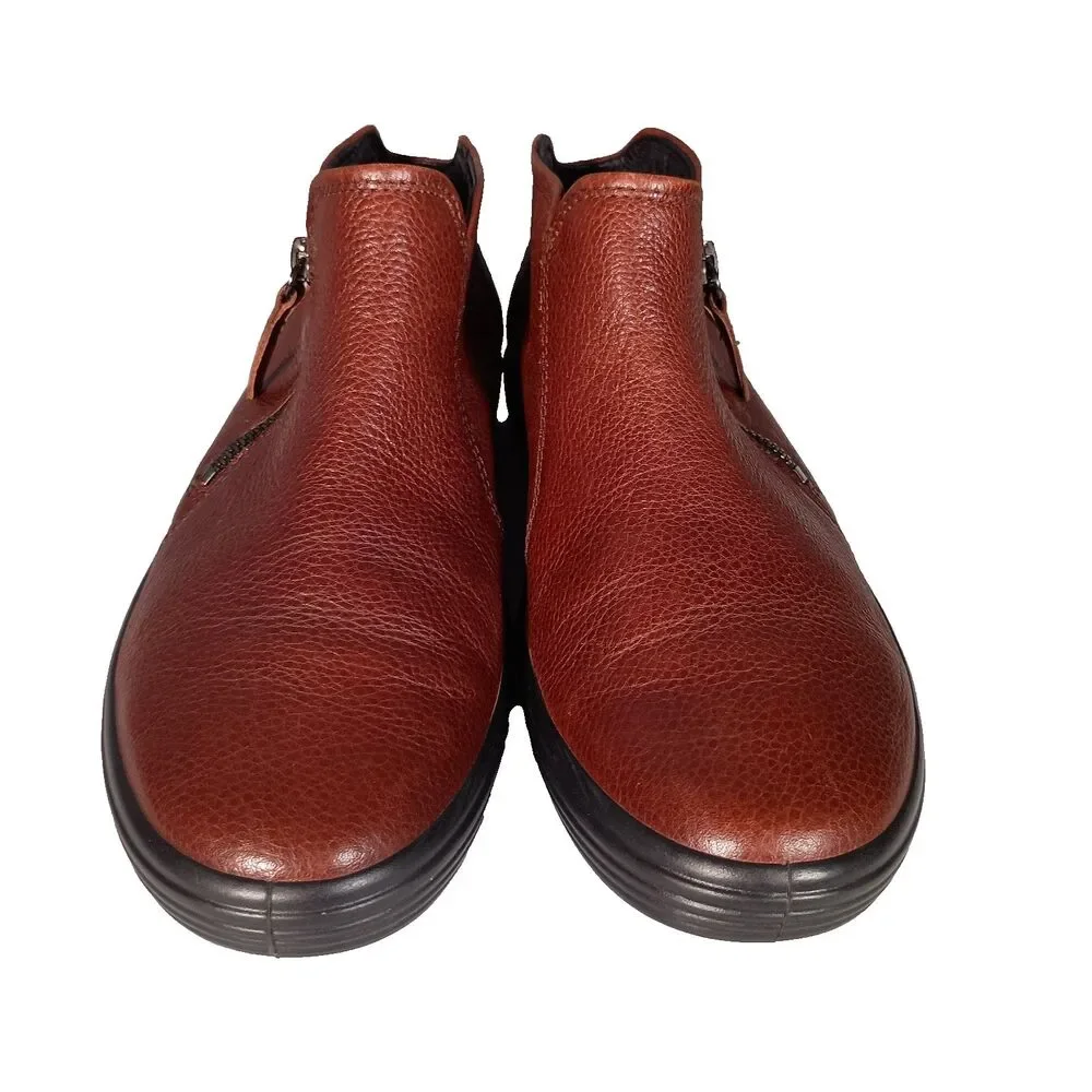 Ecco Soft 7 Low Bootie Ankle Shoes Brown Leather Womens 9 Comfort